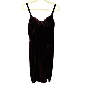 Vintage Burgundy‎ Velvet Mini Dress Size L
